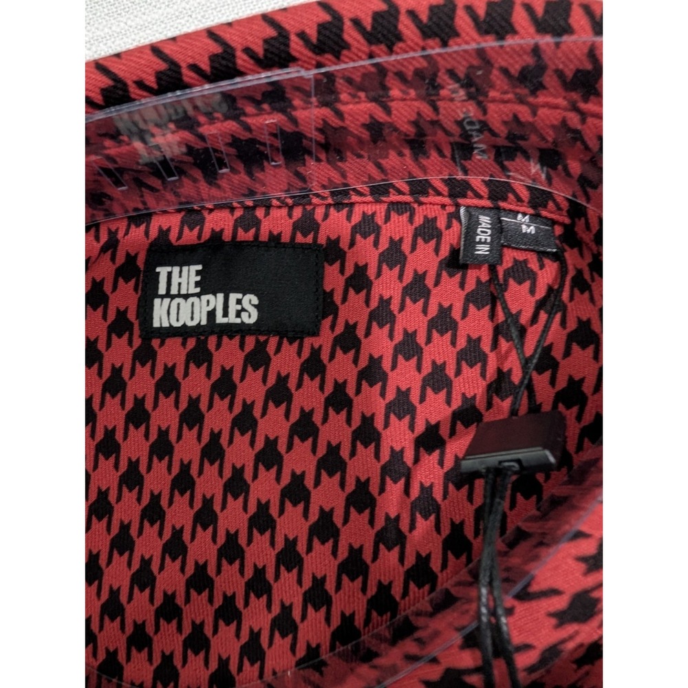 The Kooples Paris Mens Black and Red Houndstooth Shirt Snap Buttons M NWT - Picture 6 of 11